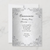 Silver Quinceanera 15th Birthday Masquerade Invitation (Back)