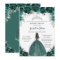 Silver Quinceañera Emerald Green Floral Princess 