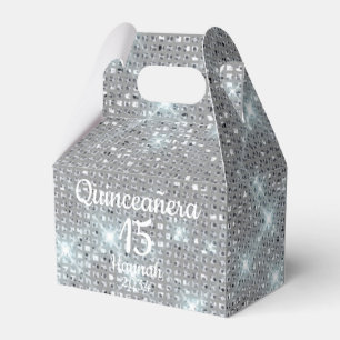 Silver Quinceañera Girl 15th Birthday Thank You Favor Boxes