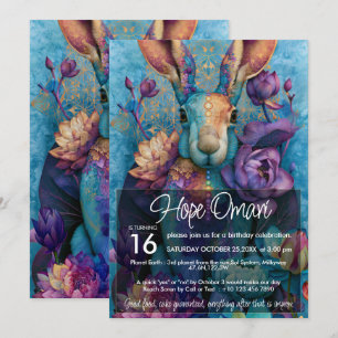 Silver Rabbit Colorful Animal Lover Design Invitation