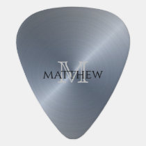 Silver Radial Metallic Monogram Name Guitar Pick
