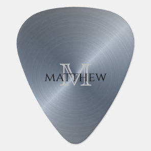Silver Radial Metallic Monogram Name Guitar Pick