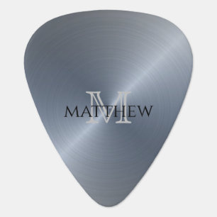 Silver Radial Metallic Monogram Name Guitar Pick
