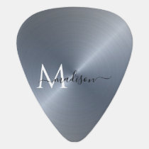 Silver Radial Metallic Script Name Guitar Pick