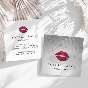 Silver Rain Makeup Artist Lips Square Business Card