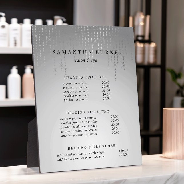 Silver Rain | Pricing & Services Display Plaque (Creator Uploaded)