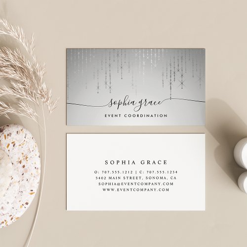 Silver Rain Signature Script Business Card