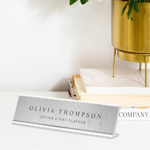 Silver Rain String Lights Desk Name Plate