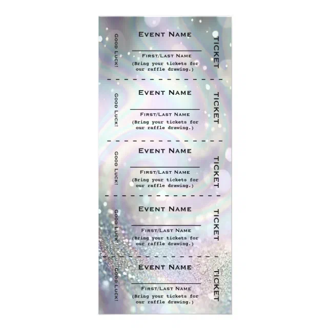 Silver Rainbow Raffle Ticket Rack Card | Zazzle