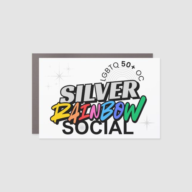 Silver Rainbow Social Car Bumper Magnet (Front)