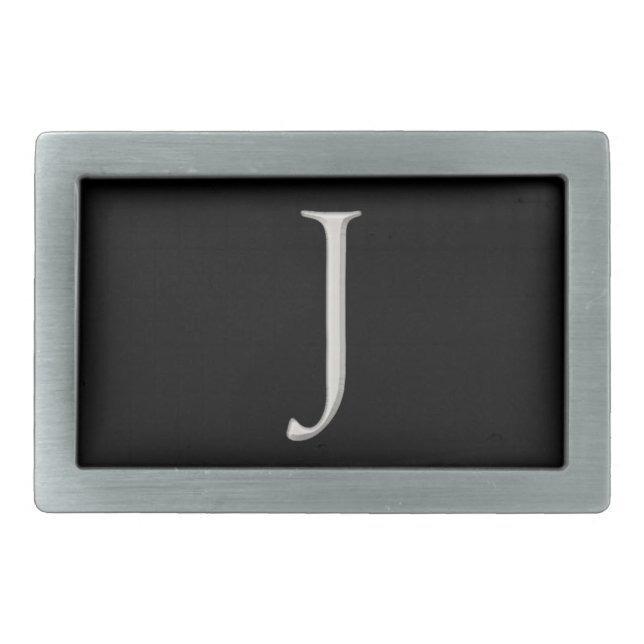 Silver Raised "J" Initial Belt Buckle (Front)