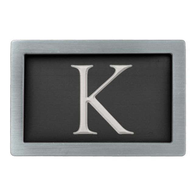 Silver Raised "K" Initial Belt Buckle (Front)