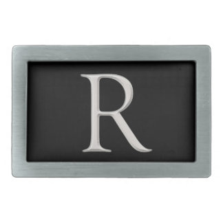 Silver Raised "R" Initial Belt Buckle