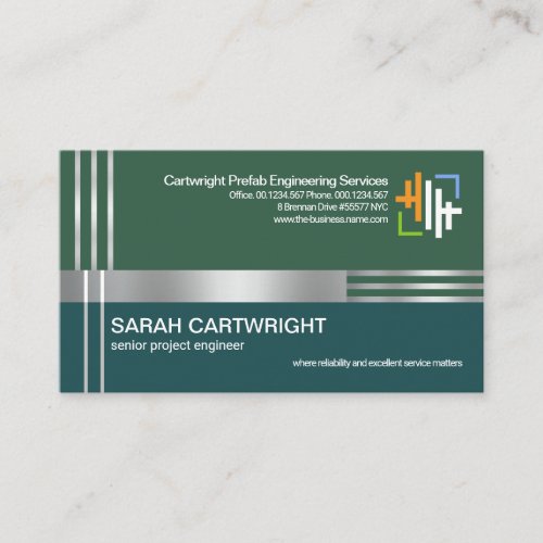 Silver Re_bar Concrete Column Civil Engineer Business Card