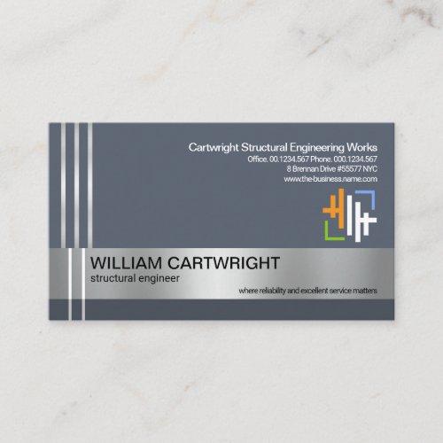 Silver Re_bar Lines Concrete Column Engineering Business Card