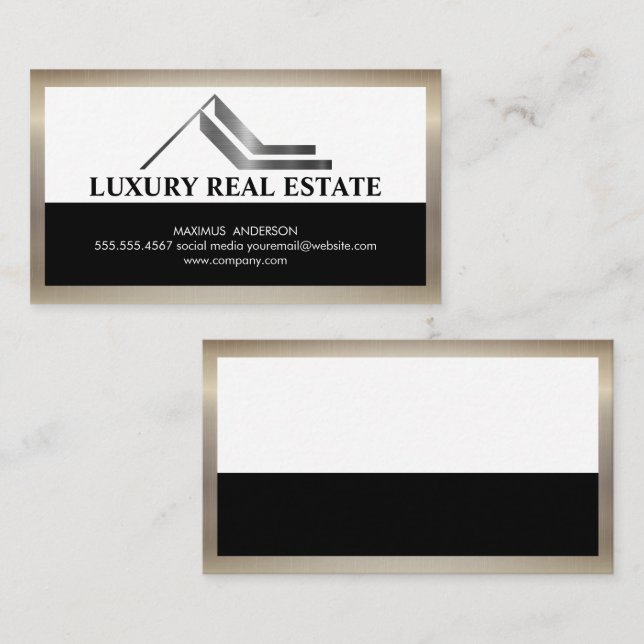 Silver Real Estate Logo | Corporate Business Card (Front/Back)