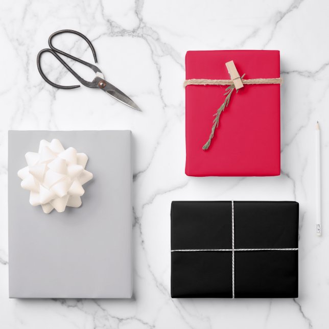 Silver Red Black Wrapping Paper Sheets (Front)