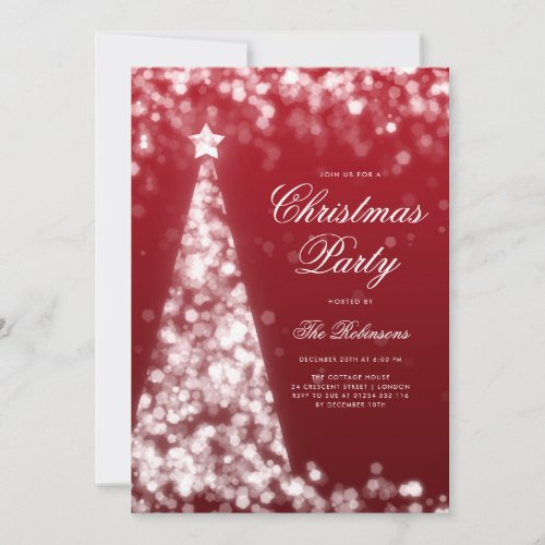 Silver Red Christmas Tree Invite Program Menu