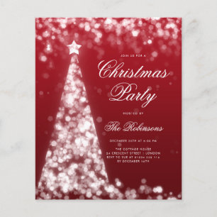 Silver Red Christmas Tree Invite Program Menu Flyer