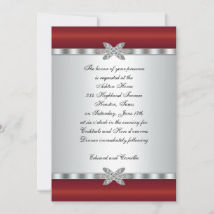 Silver & Red Cocktail Party Invitations