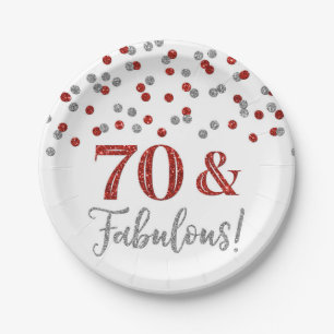 Silver Red Confetti 70 and Fabulous Paper Plates