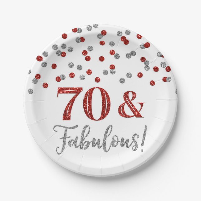 Silver Red Confetti 70 and Fabulous Paper Plates (Front)