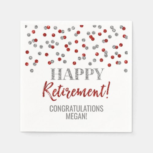 Silver Red Confetti Happy Retirement