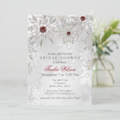 Silver Red Crystal Snowflakes Winter Bridal Shower Invitation (Standing Front)