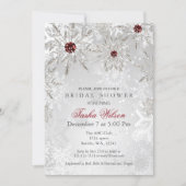 Silver Red Crystal Snowflakes Winter Bridal Shower Invitation (Front)