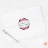 Silver & Red Diamond Quinceanera Sticker (Envelope)