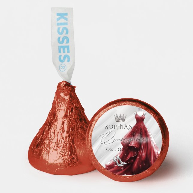 Silver Red Dress Princess Quinceañera  Hershey®'s Kisses® (Front)
