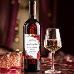 Silver Red Floral Flower Quinceañera 16th Birthday Wine Label<br><div class="desc">Personalize these lovely wine sticker labels with your own wording easily and quickly. Simply click the Edit Using Design Tools button to further edit the text, wording, font style, font size, font color, add more text, move or remove some images. The quince girl and crown are movable, resizable, multipliable and...</div>