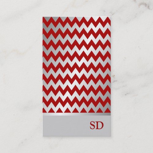 Silver Red Gradient Zigzag Chevron Pattern Business Cards