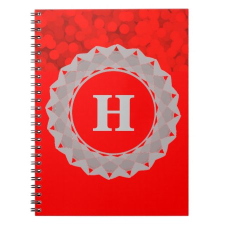 Silver Red Initial Monogram Notebook