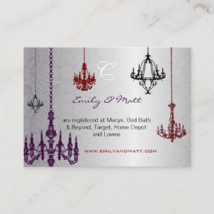 Silver Red Purple Black Chandeliers Damask Wedding Enclosure Card