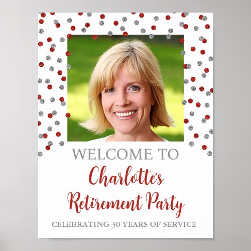 Silver Red Retirement Party 85x11 Photo Poster