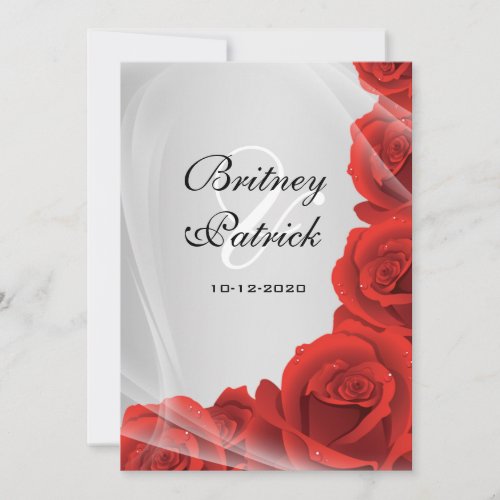 Silver &amp; Red Rose Wedding Invitations