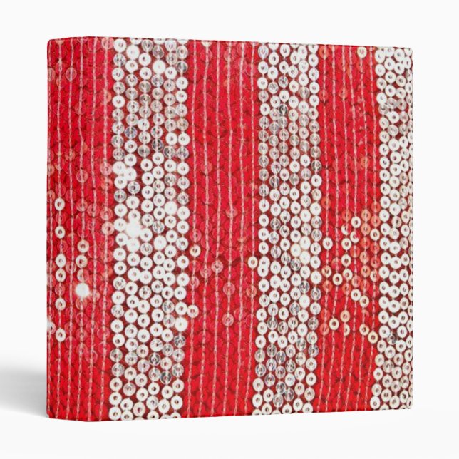 Silver & Red Sequin Notebook,binder,photo album 3 Ring Binder (Front/Spine)
