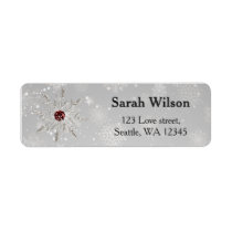 silver red snowflakes bridal shower address label