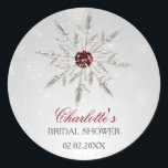 silver red snowflakes bridal shower stickers<br><div class="desc">silver red snowflakes winter bridal shower stickers</div>