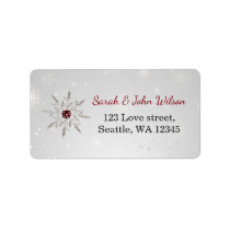 silver red snowflakes return address label