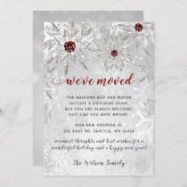 Silver Red Snowflakes We've Moved Holiday Cards