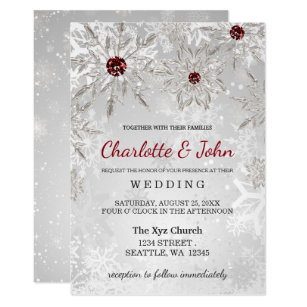 Red And Silver Wedding Invitations Zazzle