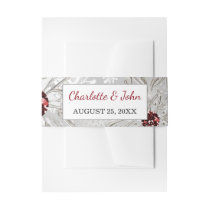 silver red snowflakes winter Wedding Invitation Belly Band