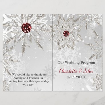 silver red snowflakes winter wedding program