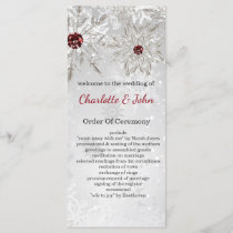 silver red snowflakes winter wedding programs