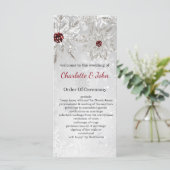 silver red snowflakes winter wedding programs (Standing Front)
