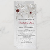 silver red snowflakes winter wedding programs (Front/Back)