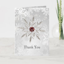 silver red snowflakes winter wedding Thank You