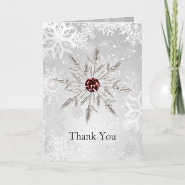 silver red snowflakes winter wedding Thank You